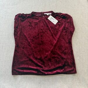 Evereve Melissa Nepton Acacia Velvet Shirred Shoulder Tee Women's XS NWT